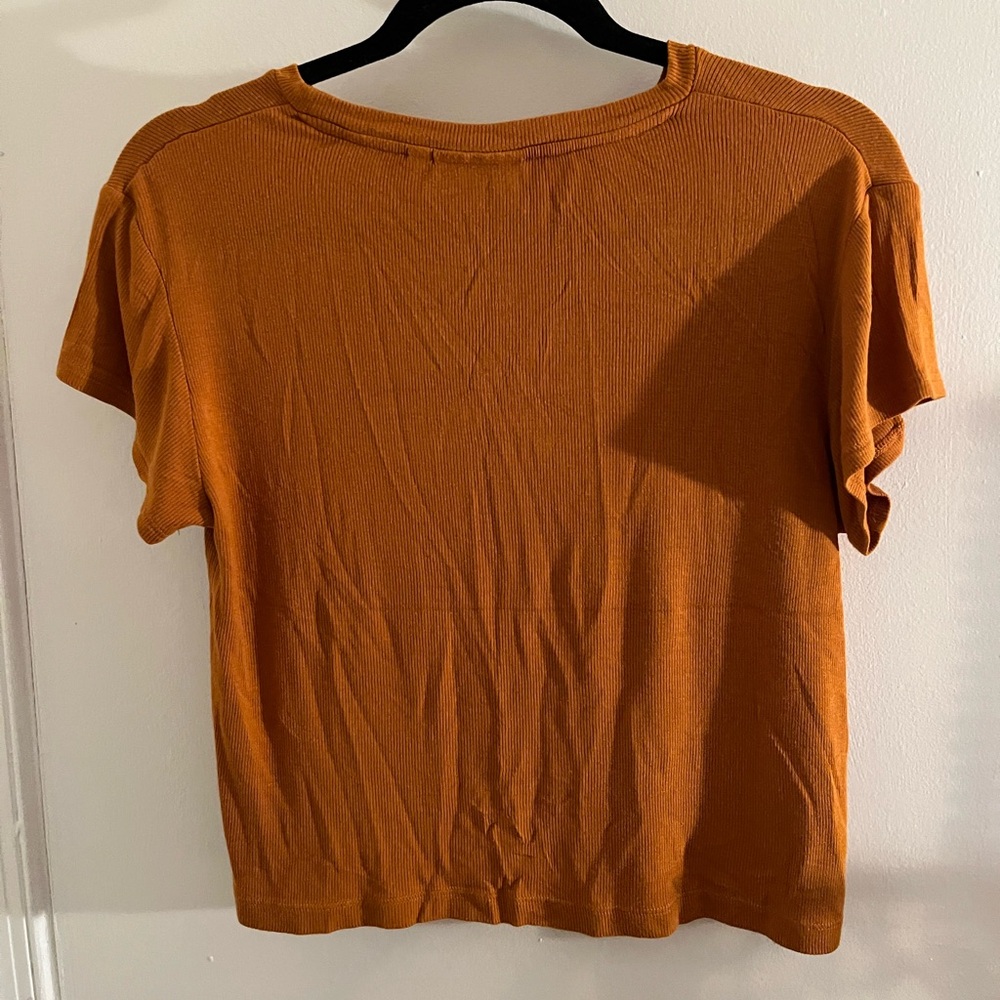 Weekday Women's Orange Cropped Ribbed Tee - Picture 6 of 6